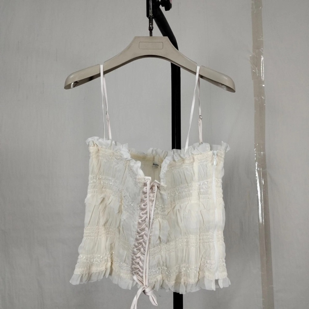 HOUSE OF CB 'Lula' Ivory Sequin Pleat Corset/Size M-US 6-8/CA2851 - Picture 3 of 5
